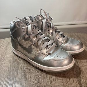 Nike Dunk High Metallic Silver 2012 Glitter Shoes